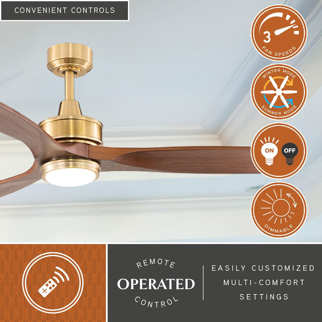 Curtiss 52 in. Satin Brass Mid-Century Modern Ceiling Fan