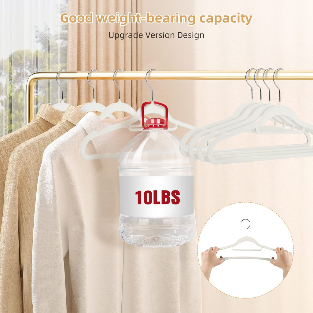 Velvet Clothing Hangers Non-Slip White Suit Hanger Space Saving Clothes Hanger Heavy Duty Adult Hanger Hangers with