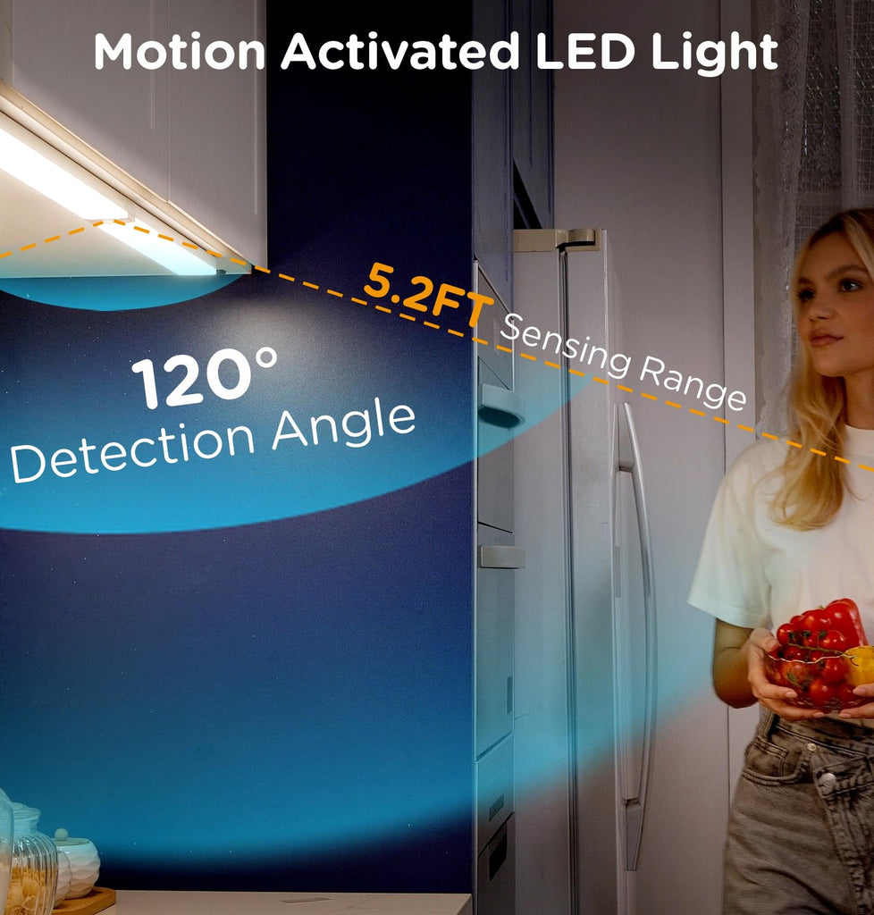 Under Cabinet Lighting Plug in, AC120V LED Motion Sensor Light Indoor 3000K/4000K/5000K, Super Bright, Linkable Under