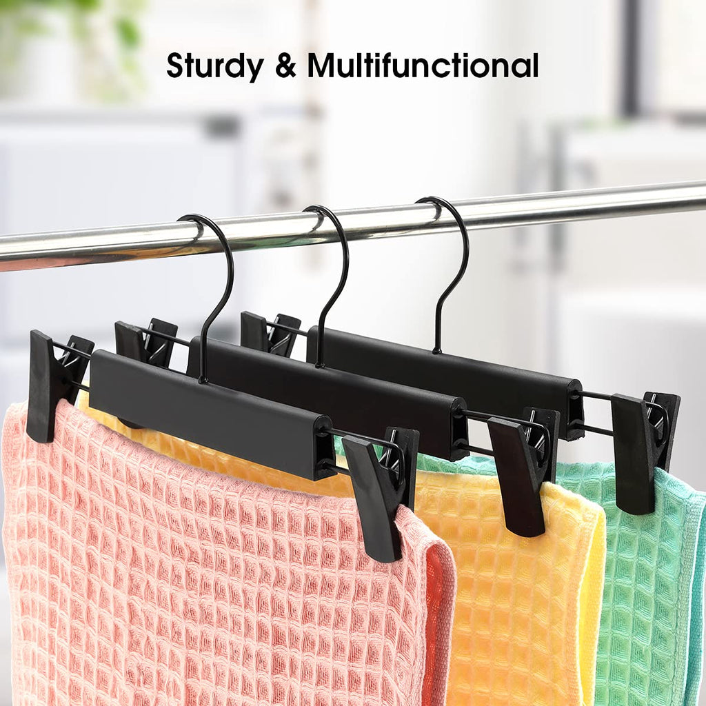 Clothes Pants Hangers, Space-Saving Skirt Holders with 360 ° Swivel Hooks, Adjustable Clips, Trouser Hangers, Clothes