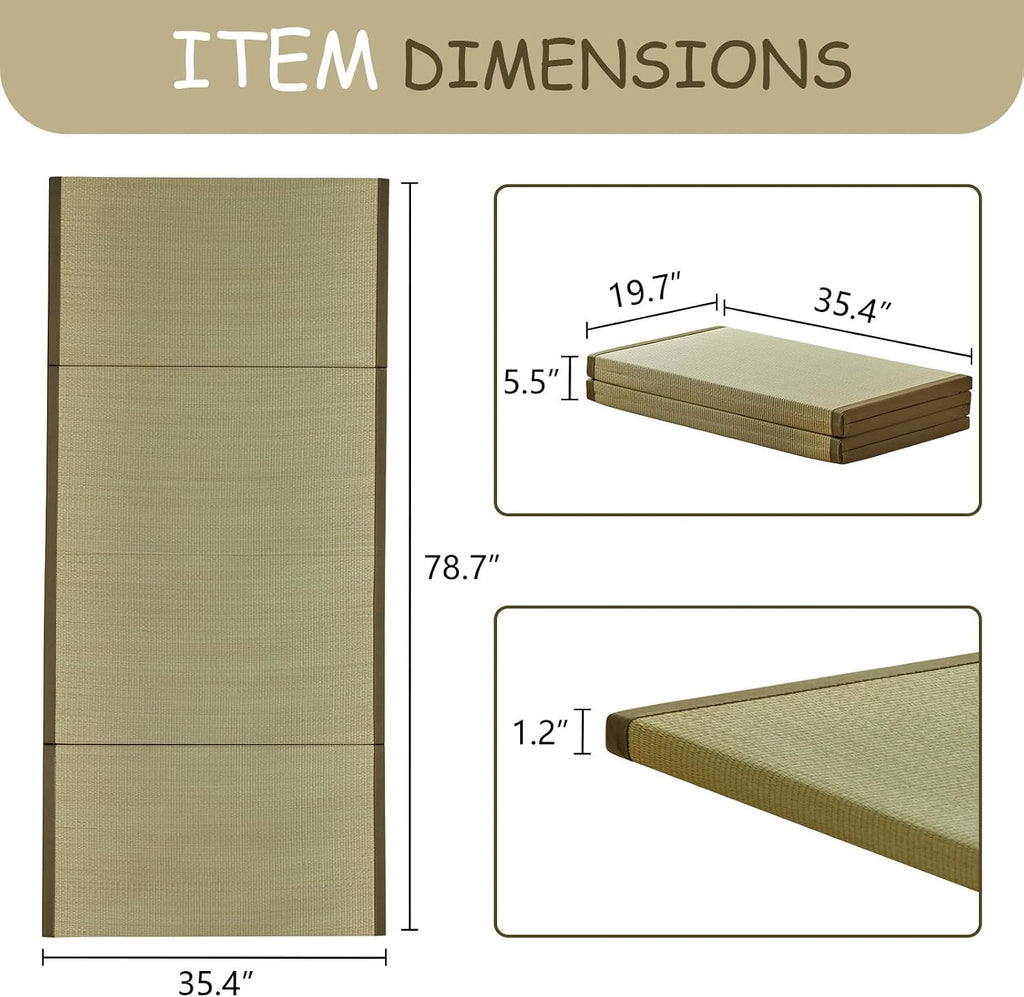 Japanese Tatami Mat, Folding Rush Grass Floor Mattress