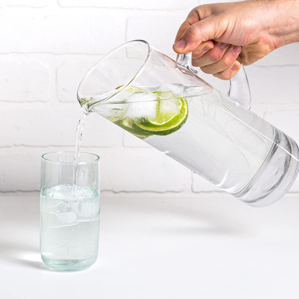 Glass Water Pitcher with Spout - Elegant Serving Carafe for Water, Juice, Sangria, Lemonade, and Cocktails