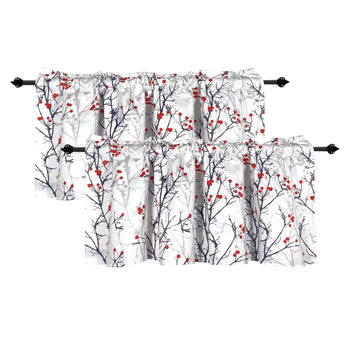 2 Panels Blackout Curtain Valances Windows - Tree Branches Printed Short Valances /Living