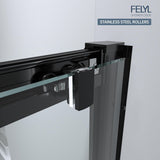 Black Grid Sliding Shower Door 55-60" W x 72" H, Matte Black, Single Sliding Door, Framed