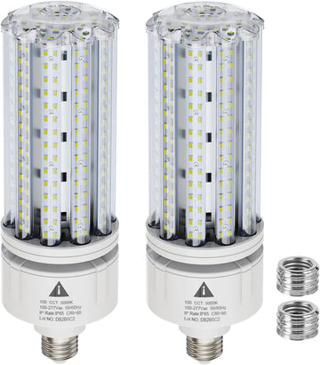 2 Pack 100W LED Corn Light Bulb 5000K Daylight 15000 Lumens Super Bright, E26/E39 Base Led Corn Bulbs Replace Metal