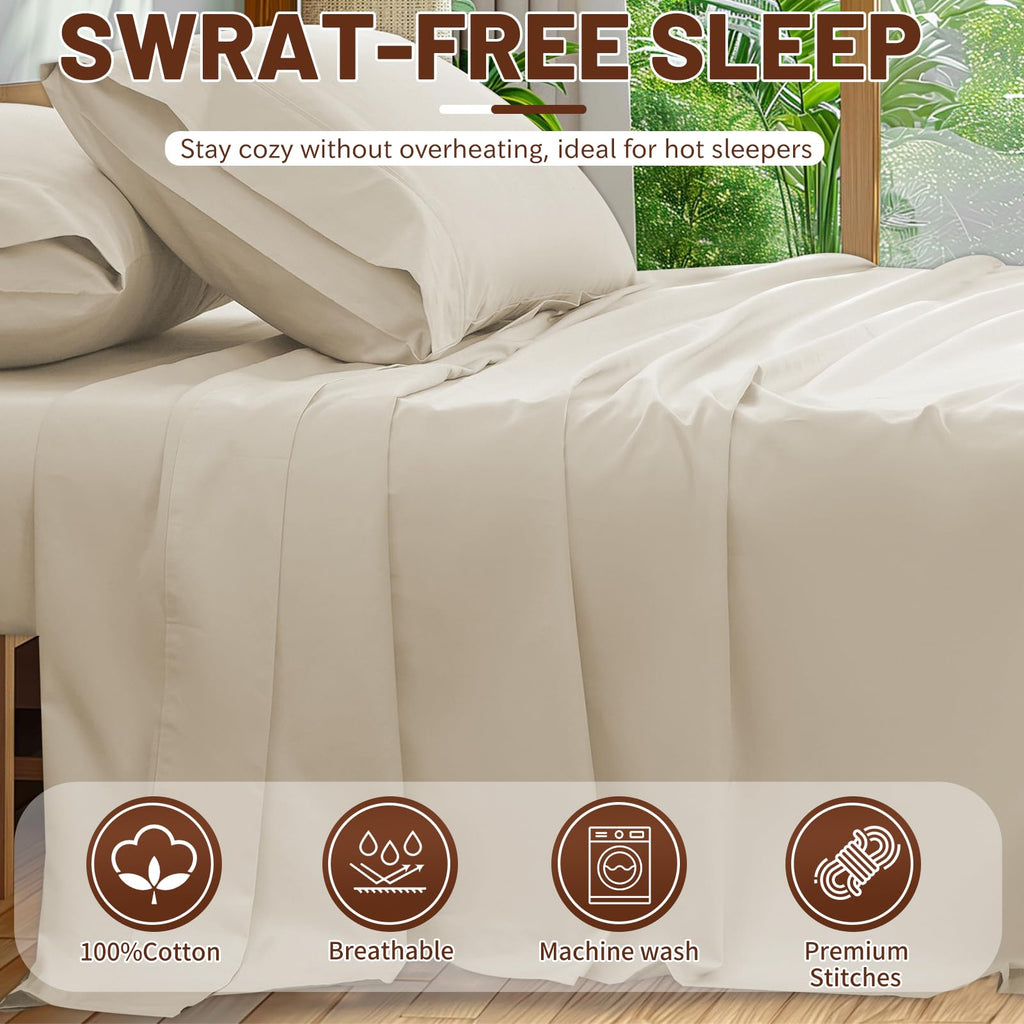 Extra Deep Pocket King Sheets 18-24 Inch 100% Egyptian Cotton 1000 Thread Count Sateen Weave Soft Breathable 4
