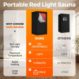 Portable Infrared Sauna with 600nm Red Light, Personal Sauna Spa with Remote Control and Large Foldable Chair
