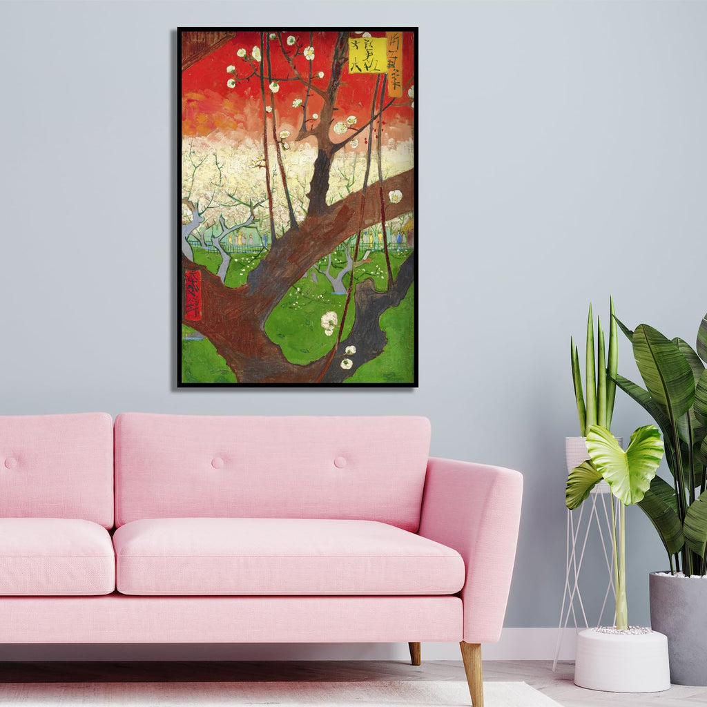 Vincent Van Gogh Canvas Wall Art-Blooming Plum Tree Poster Nature Landscape Oil Painting- Vintage Classical Art