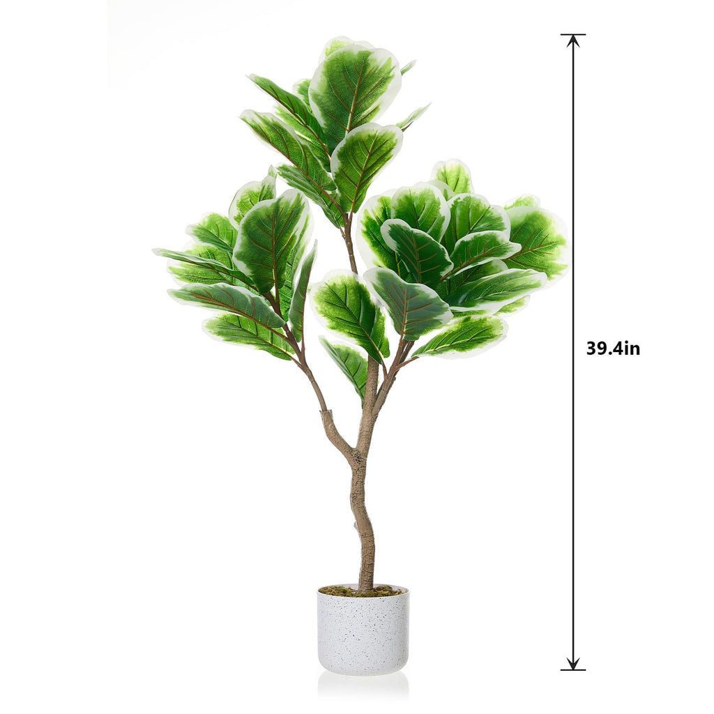 3.3FT Artificial Fiddle Leaf Fig Tree with Pot, Evergreen Tall Fake Plants, Large Potted Fake Fig Trees Floor Plants