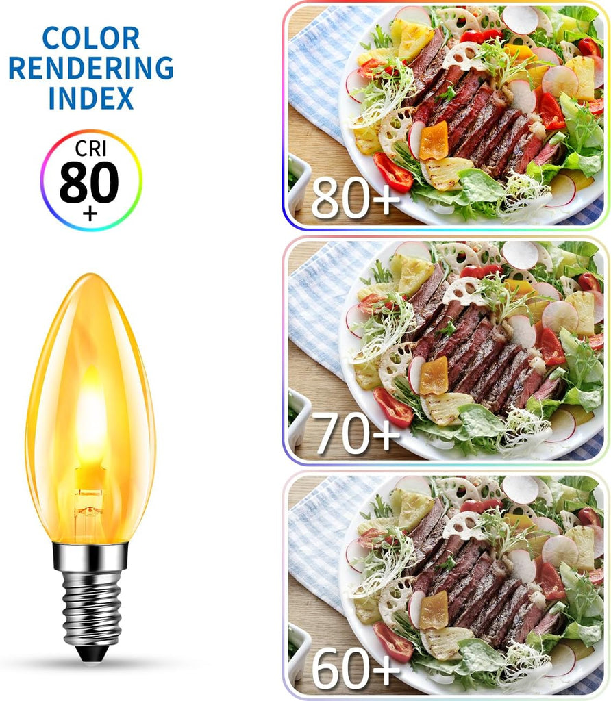 LED Flickering Flame Light Bulbs E12 Base for Decoration,2 Pack