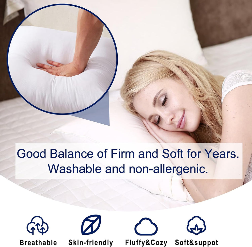 12x20 Pillow Inserts ()- 100% Cotton Covering Down Alternative Throw Pillows White for Couch Bed Sofa - Set of 2