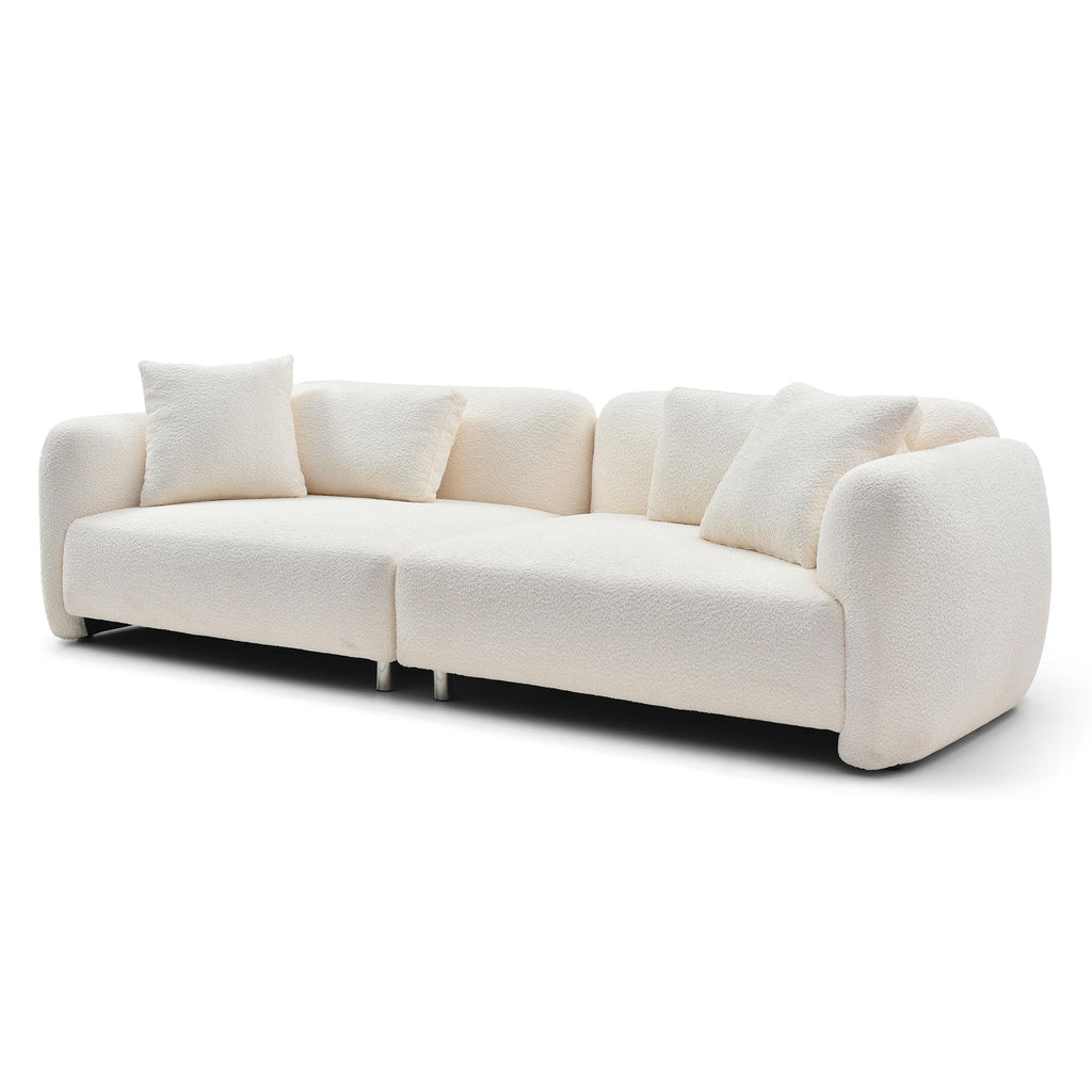 110.23'' Cloud Sofa, Comfy Teddy Boucle Fabric Curved Couch, Oversized Modern Upholstered Sectional Sofa Couch with 4