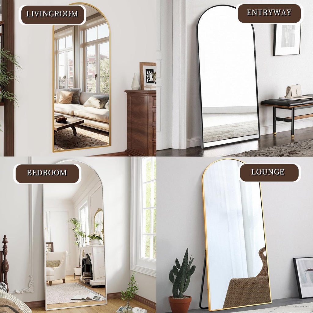 70"x26" Arched Full Length Mirror, Floor Full Body Mirror, Black