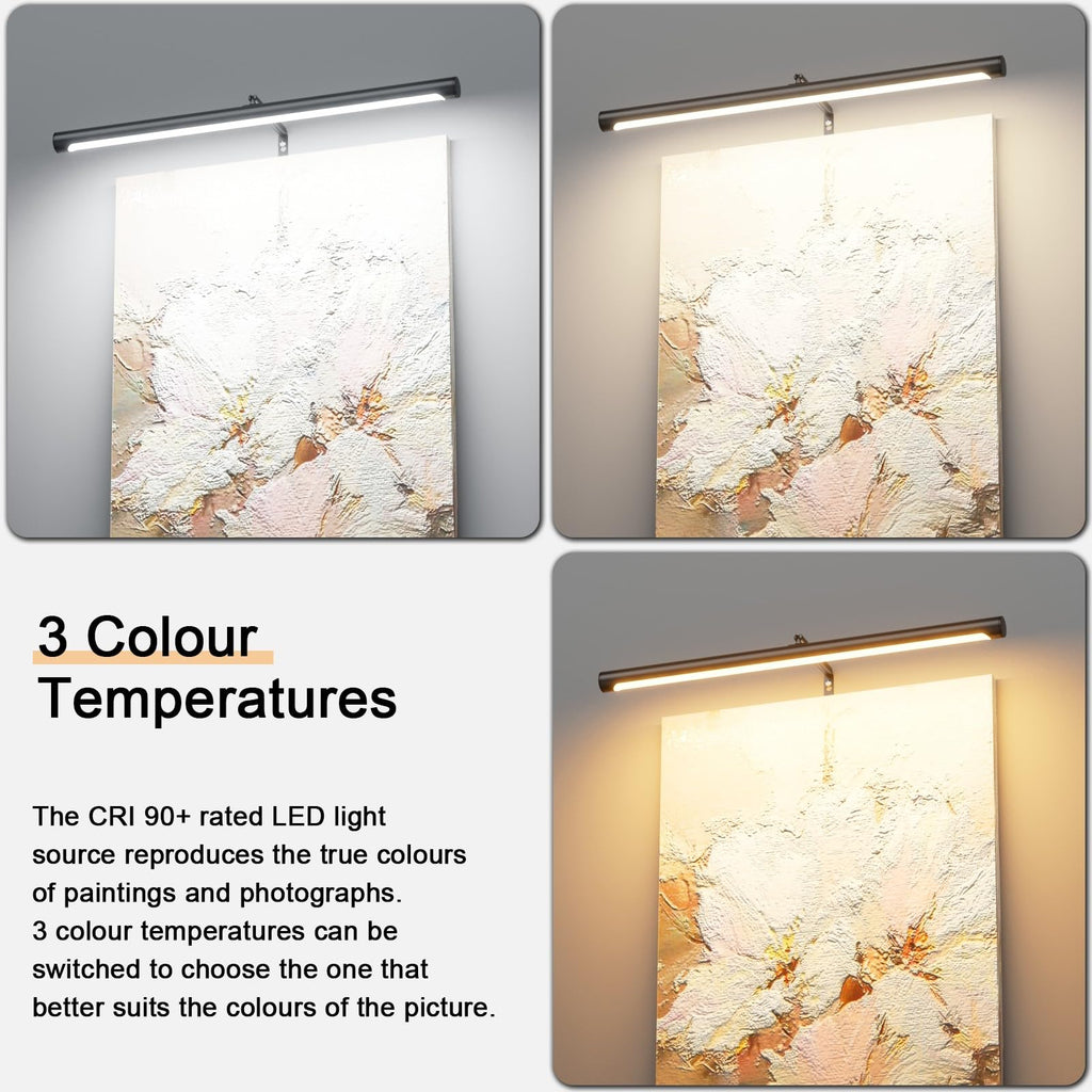 24" Plug in Picture Light 9W Black Art Light with Remote