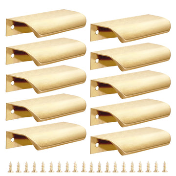 10 Pack 3.15" Gold Edge Finger Pulls for Cabinets, Drawer Handles