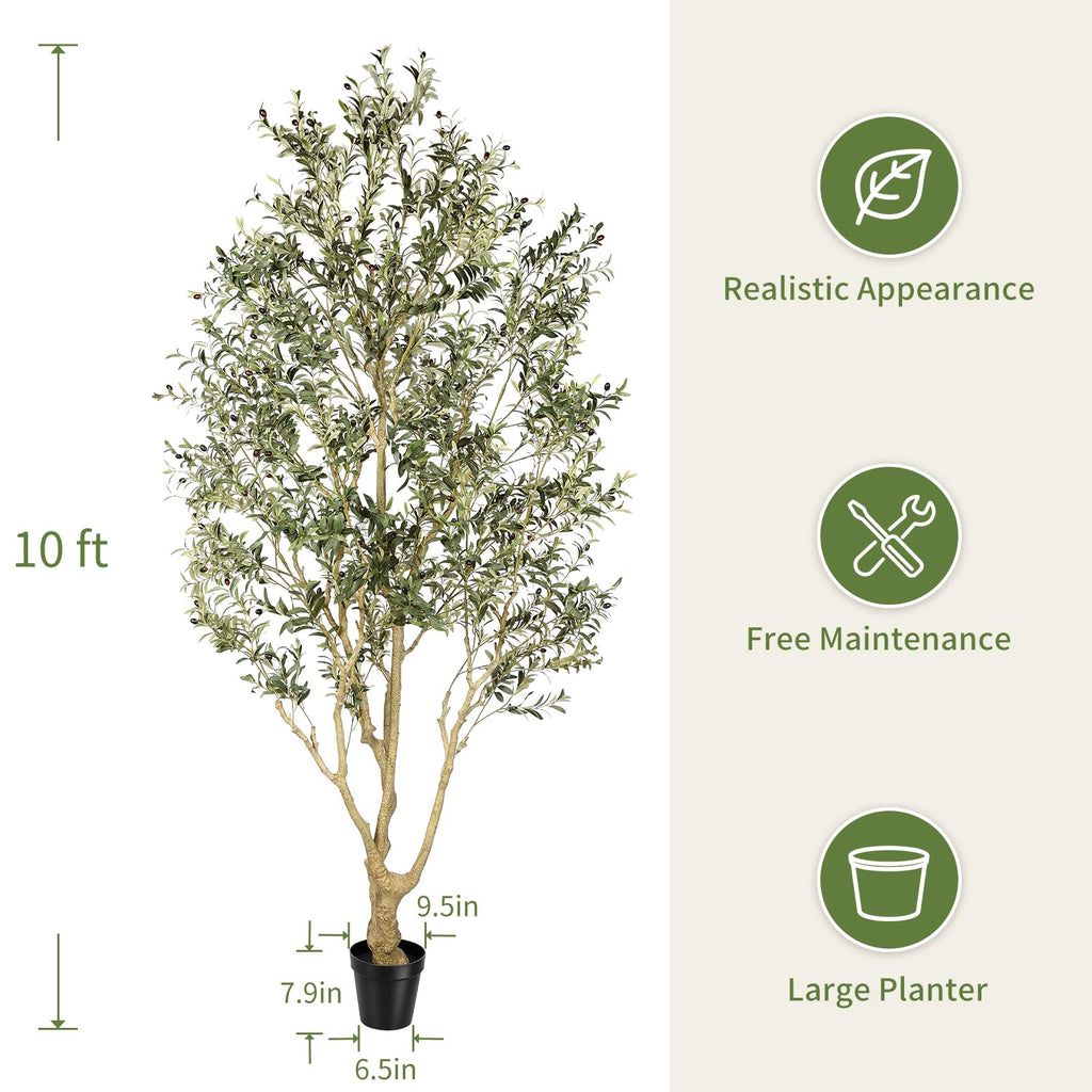 Tall Faux Olive Tree 10ft with with Thick Trunk & Realistic Leaves