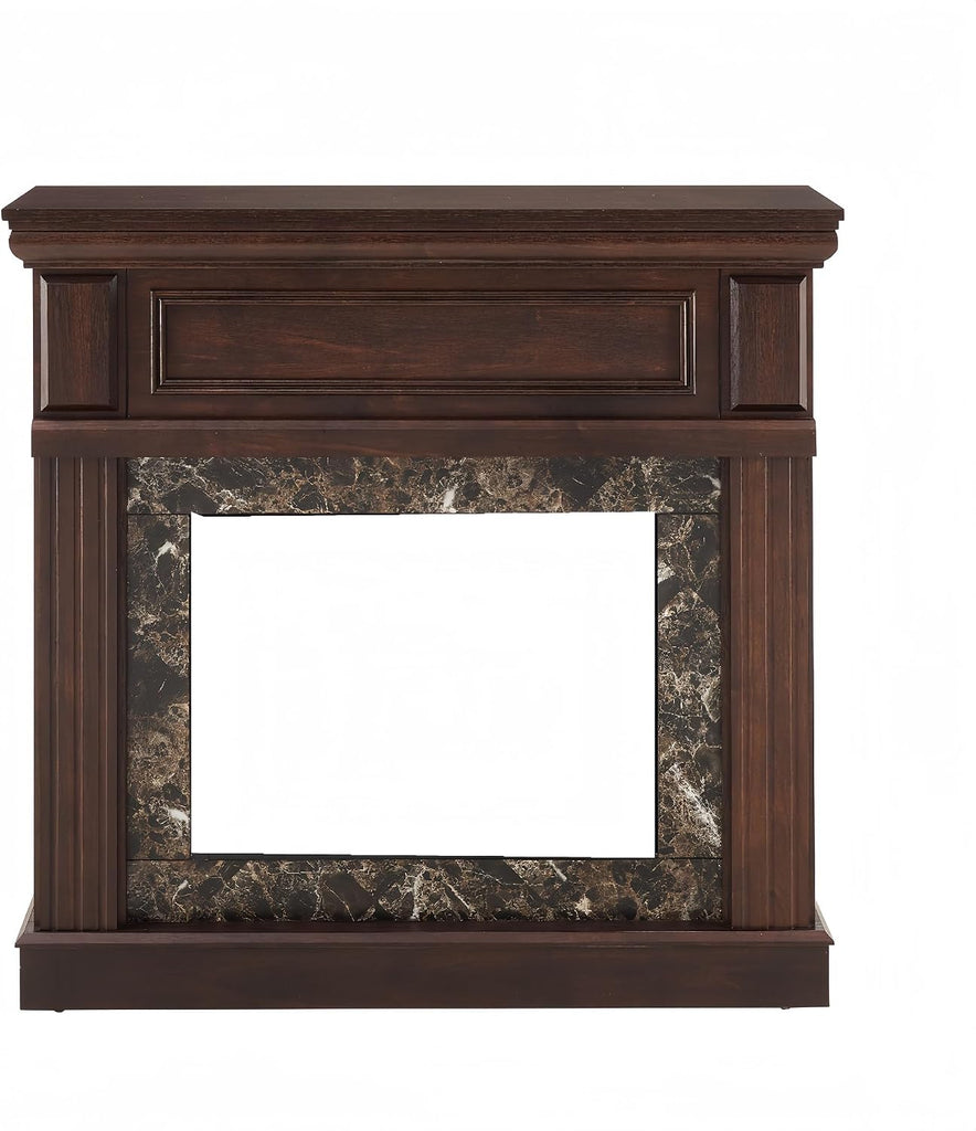 Freestanding Surround, White Faux Fireplace with Legs, Modern Fire Place Mantels with Decorative Pattern for