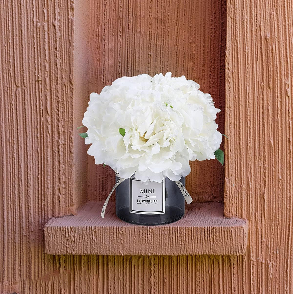 Artificial Peony and Glass vase Decoration, Ins Style Artificial Flower Glass Bottle Set