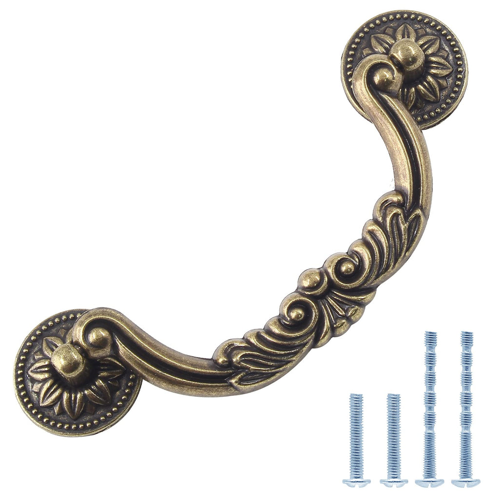 Antique Drop Bail Pulls, 5 Inch Hole Center, 6.4 Inch Length