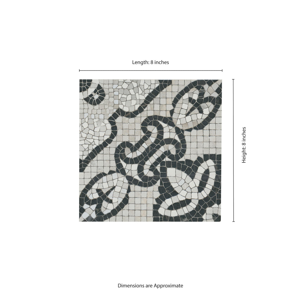 Porcelain Encaustic Floor & Wall Tile | Galleria Amalfi Bianco |8" x 8"