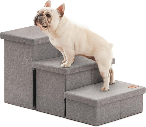 Dog Stairs for High Bed 18" H, Foldable Pet Stairs for Small Medium or Large Dogs Puppy with Storage for Bed or Couch