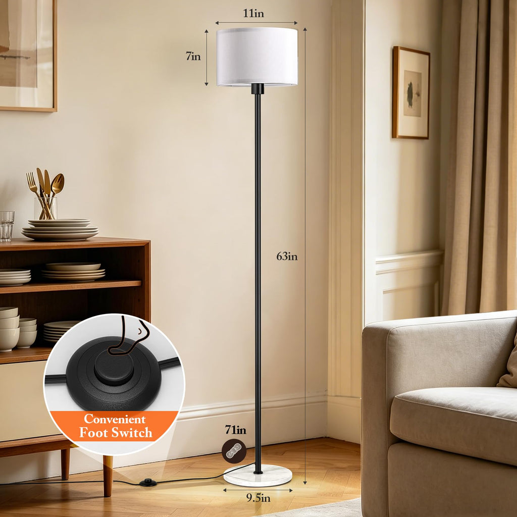 63" Black Floor Lamps, Standing Lamp with Marble Base