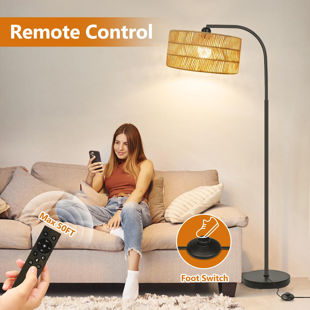 Boho Floor Lamp with Remote Control