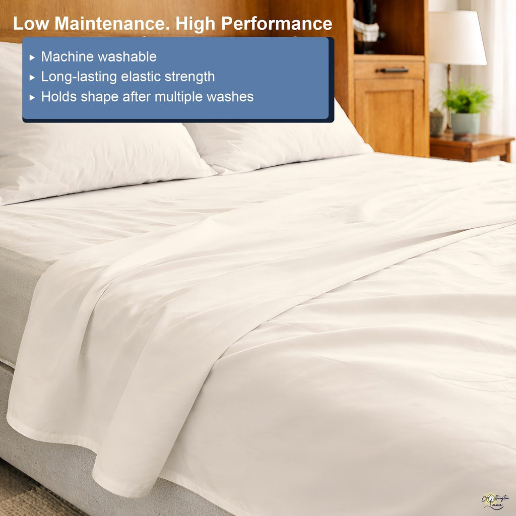 Murphy Bed Sheets - Luxury Bed Linen Set - 1800 Microfiber, Ivory, 4 Pc Set with Deep Pockets