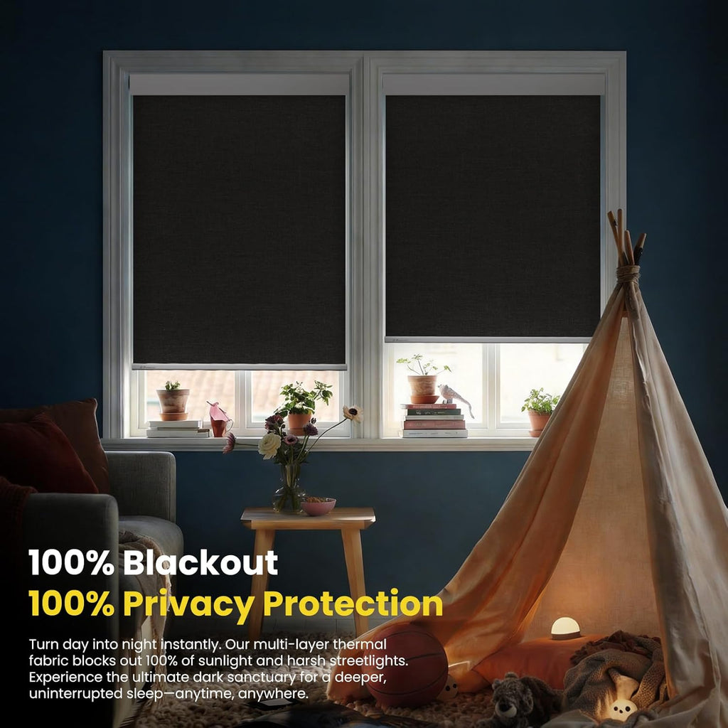 Motorized Blinds No Drill Automatic Blinds for Windows Cordless Roller Shades Electric Blinds with Remote Control