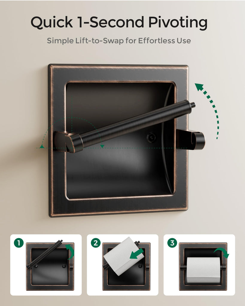 Recessed Toilet Paper Holder Wall Mounted Oil Rubbed Bronze