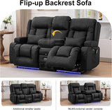 Power Loveseat Recliner Sofa with Massage & Heat Home Theater Seating with Console RV Recliner Loveseat Sofa