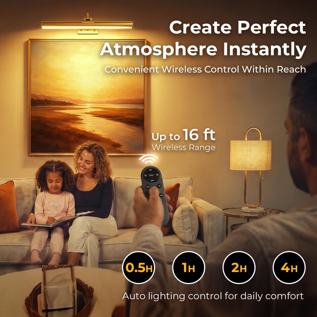 16inch Picture Lights for Wall Art 2 Pack,6000mAh Battery,Gold