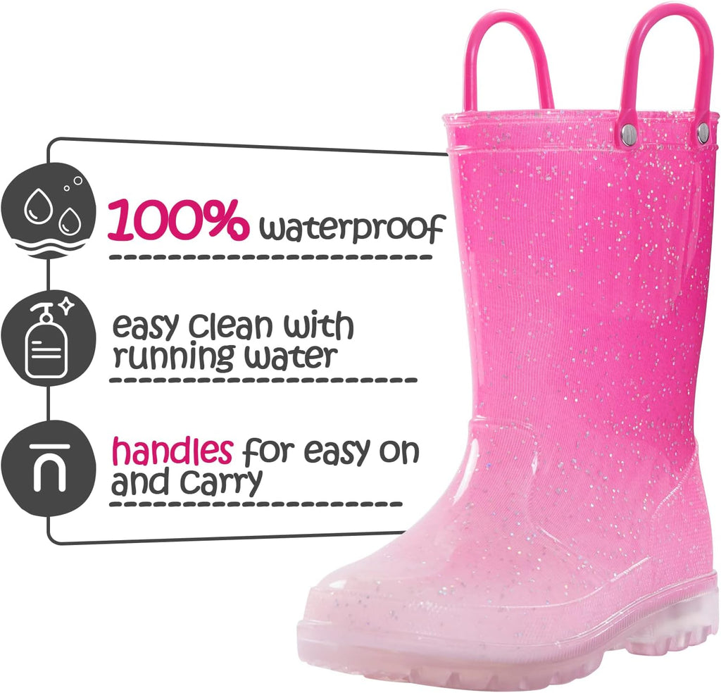 Toddler Light Up Rain Boots for Girls Boys Waterproof Rain Boots