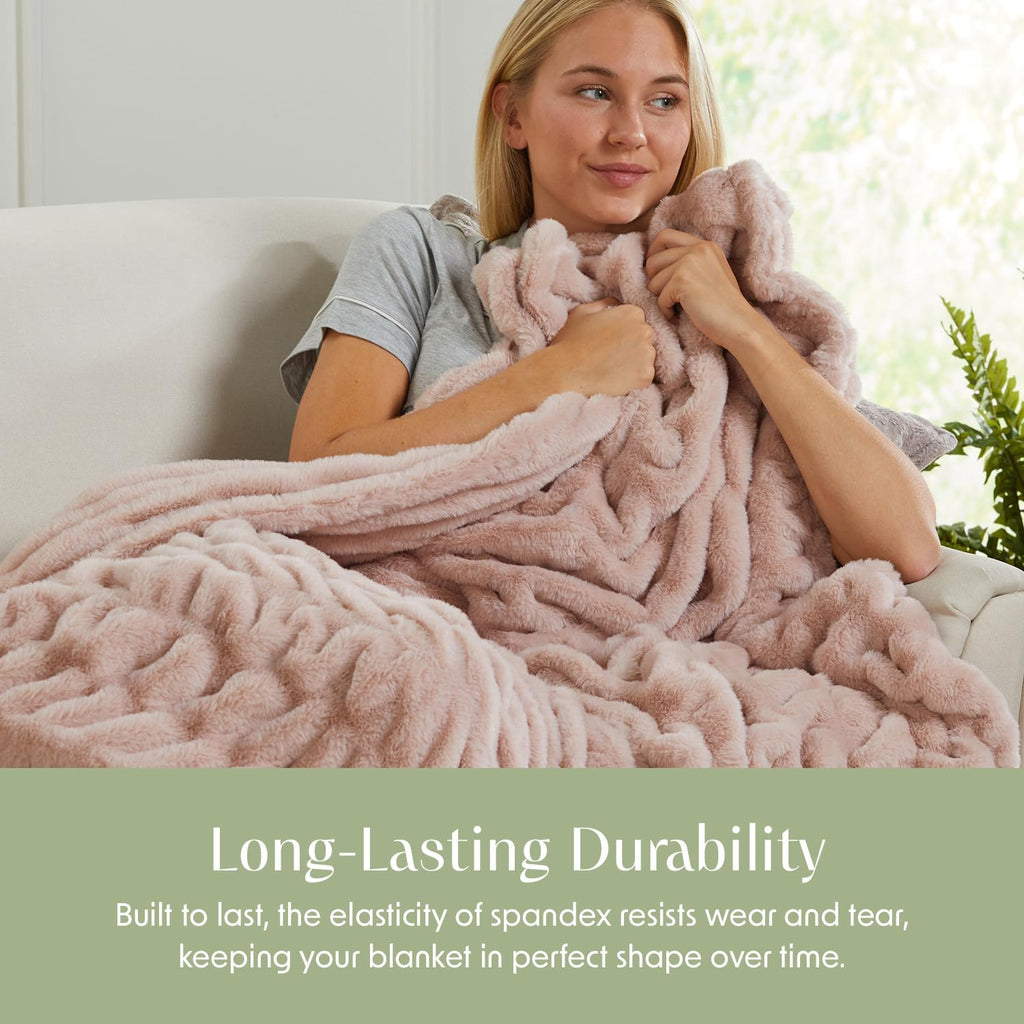 Luxury Micro Plush Throw Blanket | Thick Faux Fur | Pink