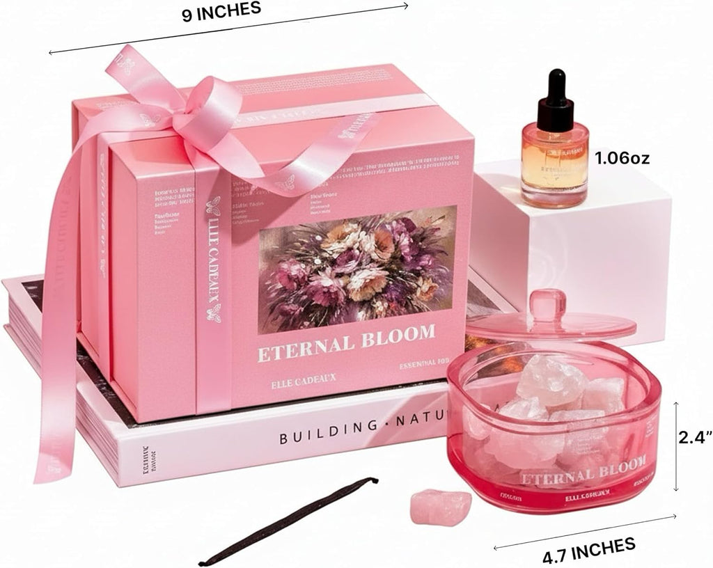 Orange Blossom Oil Diffuser Aromatherapy Gift Set with Crystal Stones - Home Spa & Relaxation Oil Gift for Women