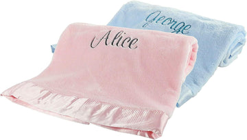 Large Custom Personalized Baby Blanket, Custom Name Blanket, Pink, Plush Minky Fleece with Satin Trim Keepsake
