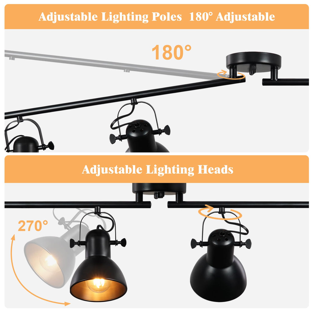 Kitchen Track Lighting Rotatable Heads for Farmhouse Island