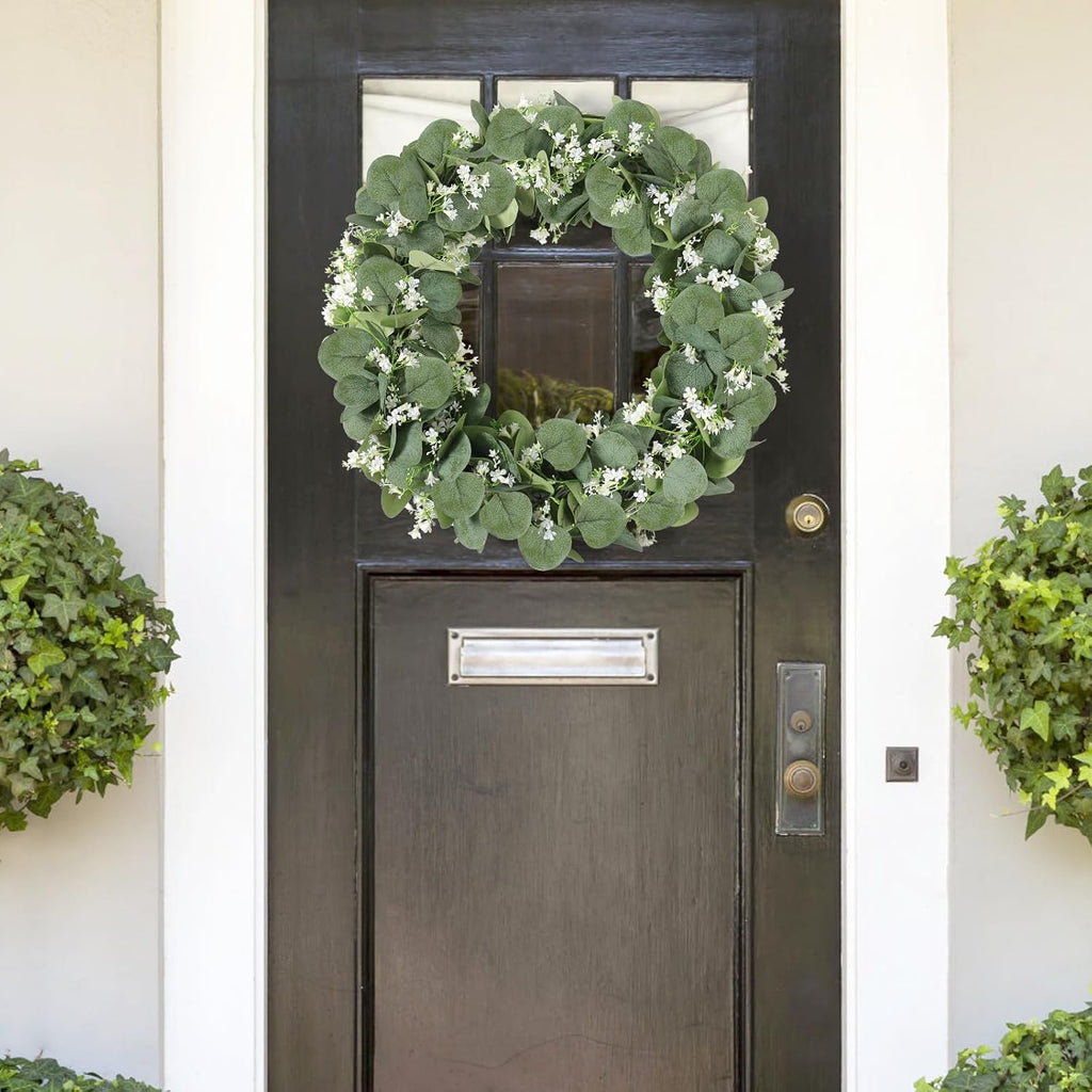 Eucalyptus Garland with White Flowers 4 Packs 5.9Ft Artificial Plants Vines - Set of 236