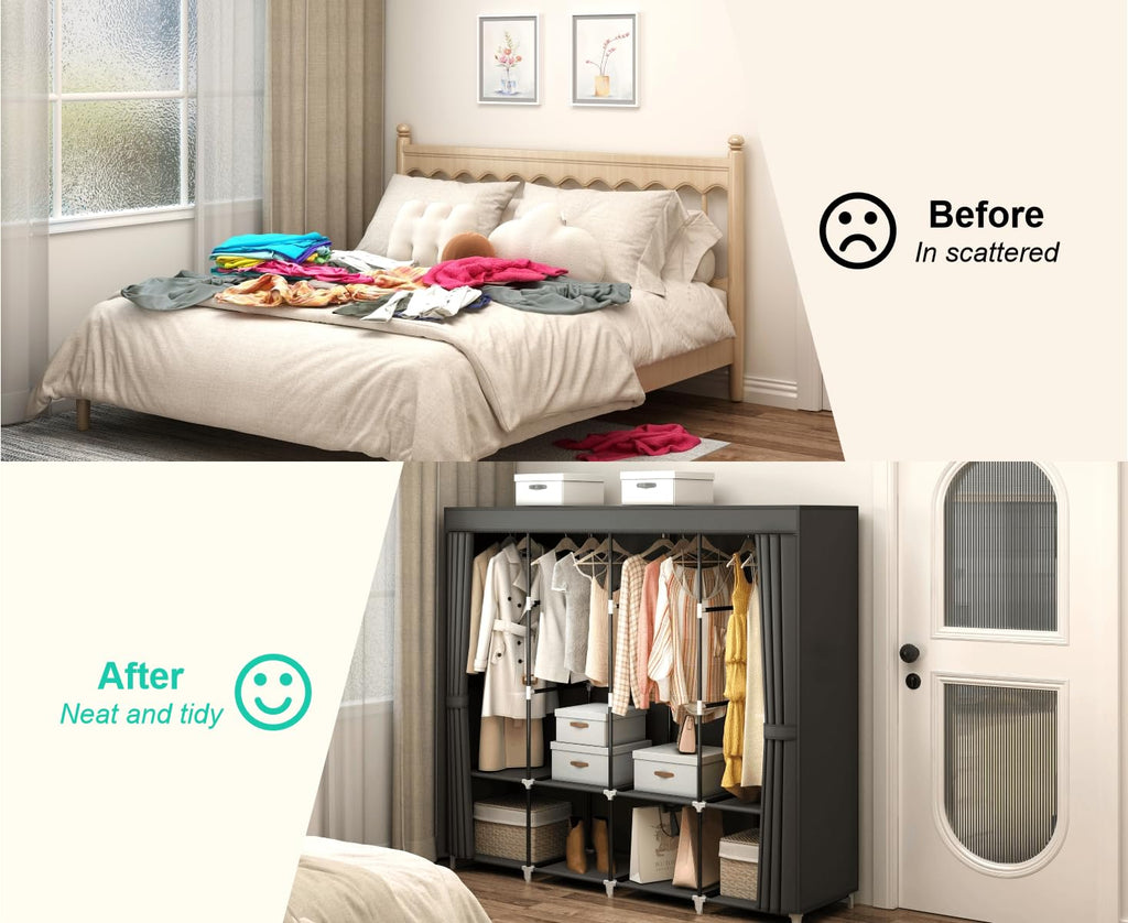 67" Portable Wardrobe Closet for Hanging Clothes Large Capacity