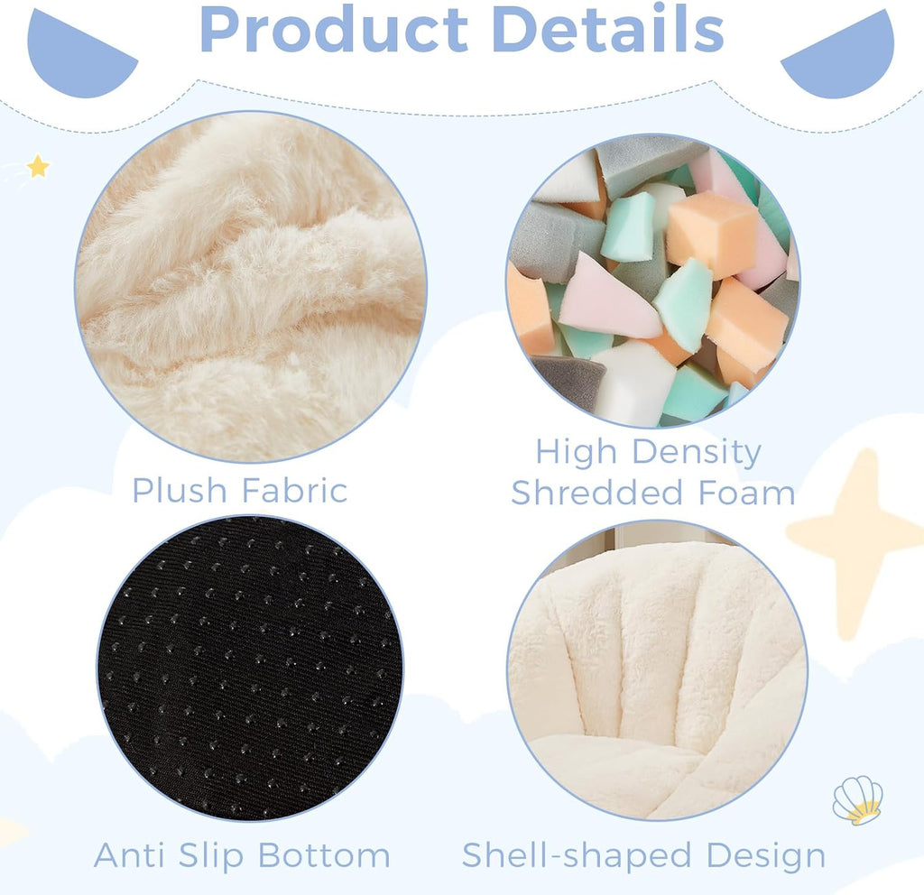 Bean Bag Chair for Kids, Shell Shaped Bean Bag Couch for Boys and Girls, Toddler Chair Bean Bag Sofa for Playroom