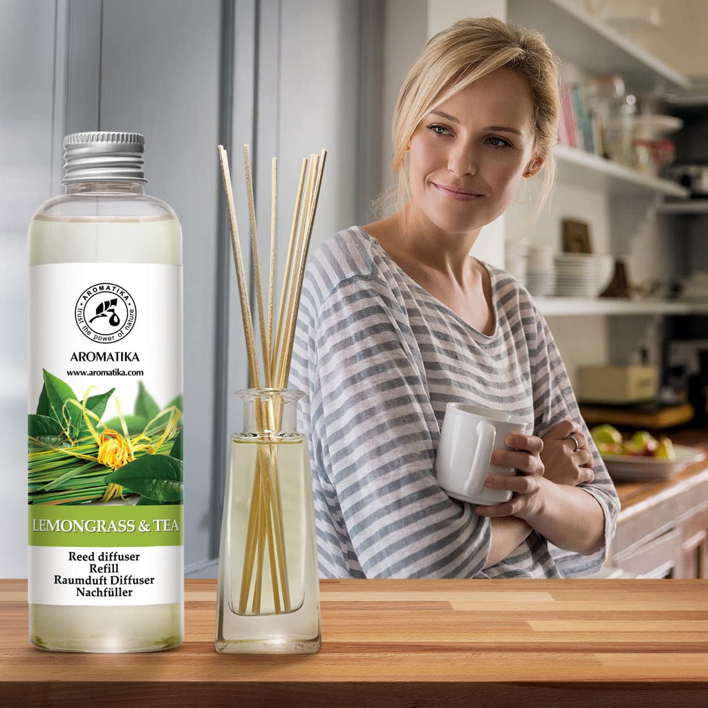 Reed Diffuser Refill Lemongrass - Tea 6.8 Fl Oz - Scented Diffuser - Room Diffuser Refill with Scent - Room Freshener