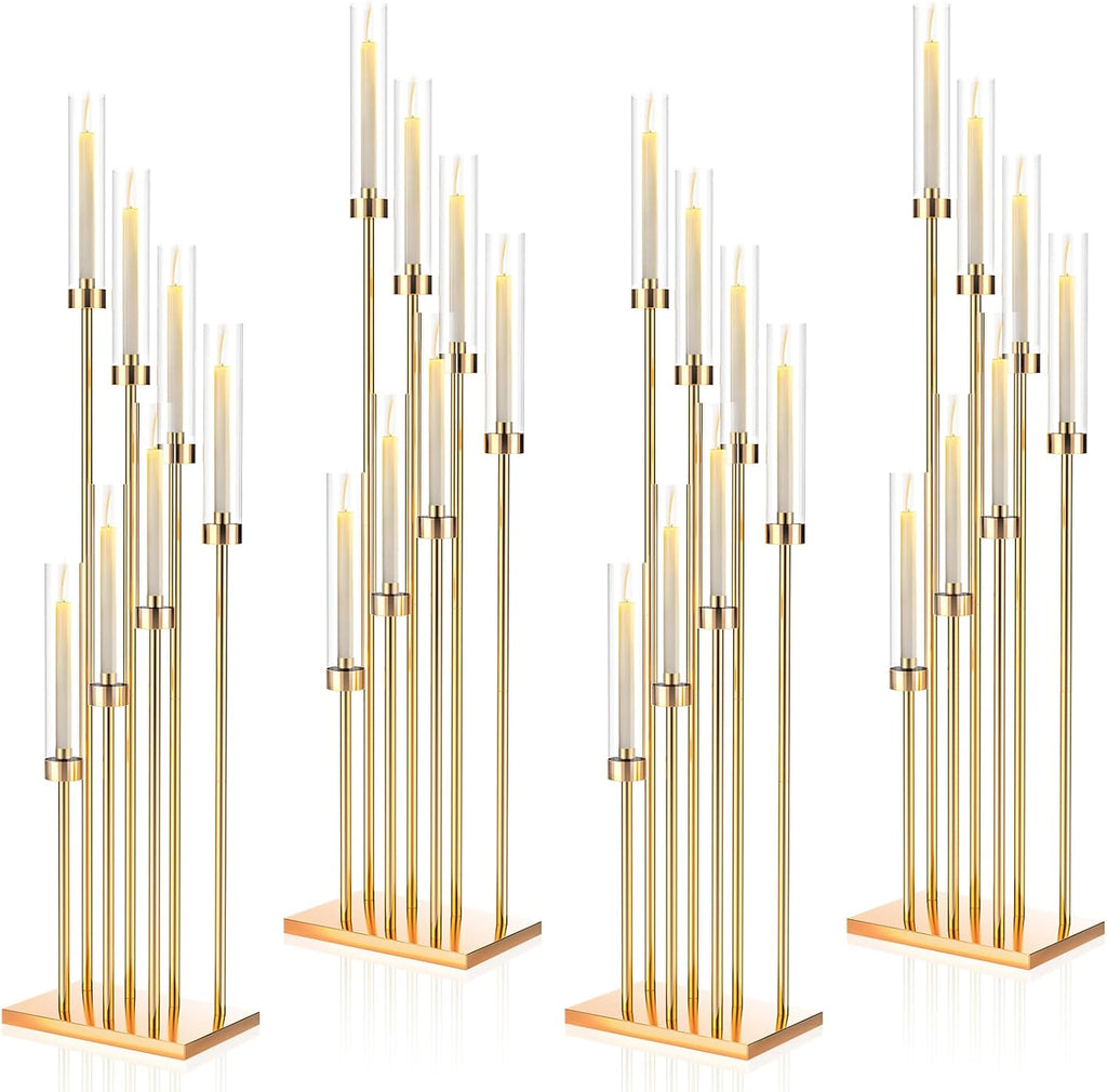 7 Arms Floor Candelabra 46.5'' Floor Candle Holdersr Decor Tall Metal Candlestick Set with Acrylic Lampshades