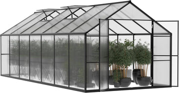 8x14FT Greenhouse for Outdoors, Aluminum Greenhouses with Adjustable Vents,Lockable Door, Heavy Duty Greenhouse Kit