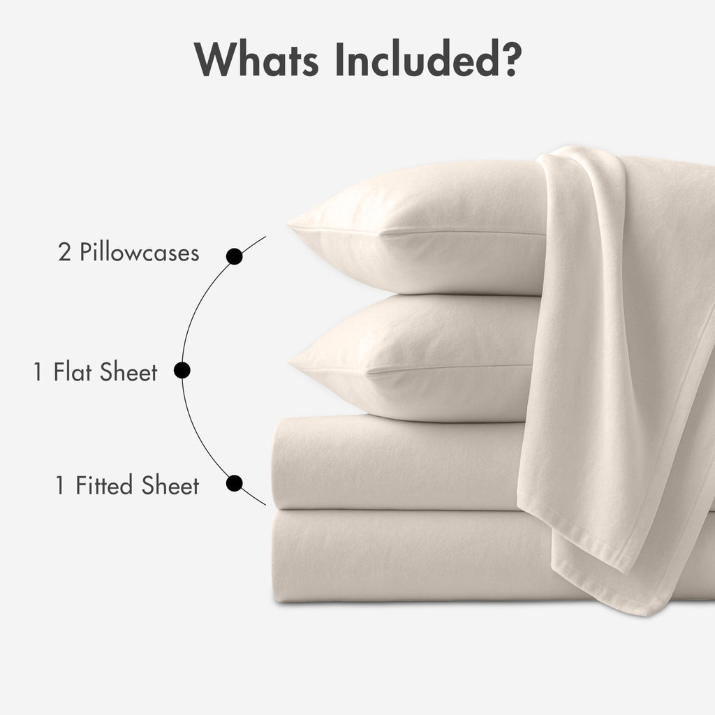 100% Cotton Flannel Sheets Queen Size, Sand, 4 Piece