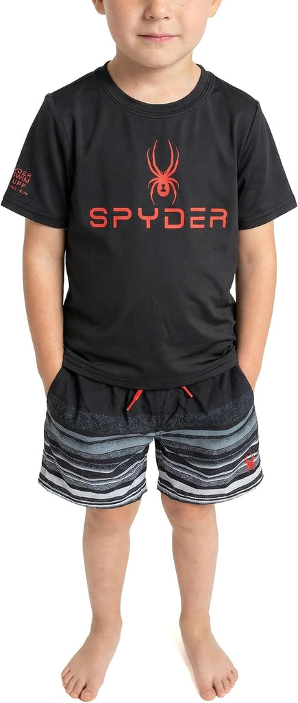 Boys' piece Swim Set - Short Sleeve Rash Guard & Swim Trunks, UPF 30+, Quick-Dry-Little Boys