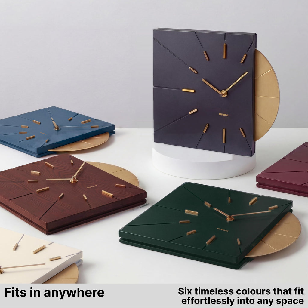 Black and Gold Mid Century Modern Wall Clock, Battery Operated