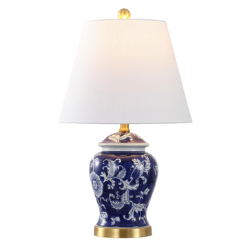 Penelope Ginger Jar 22" LED Table Lamp, Navy/White