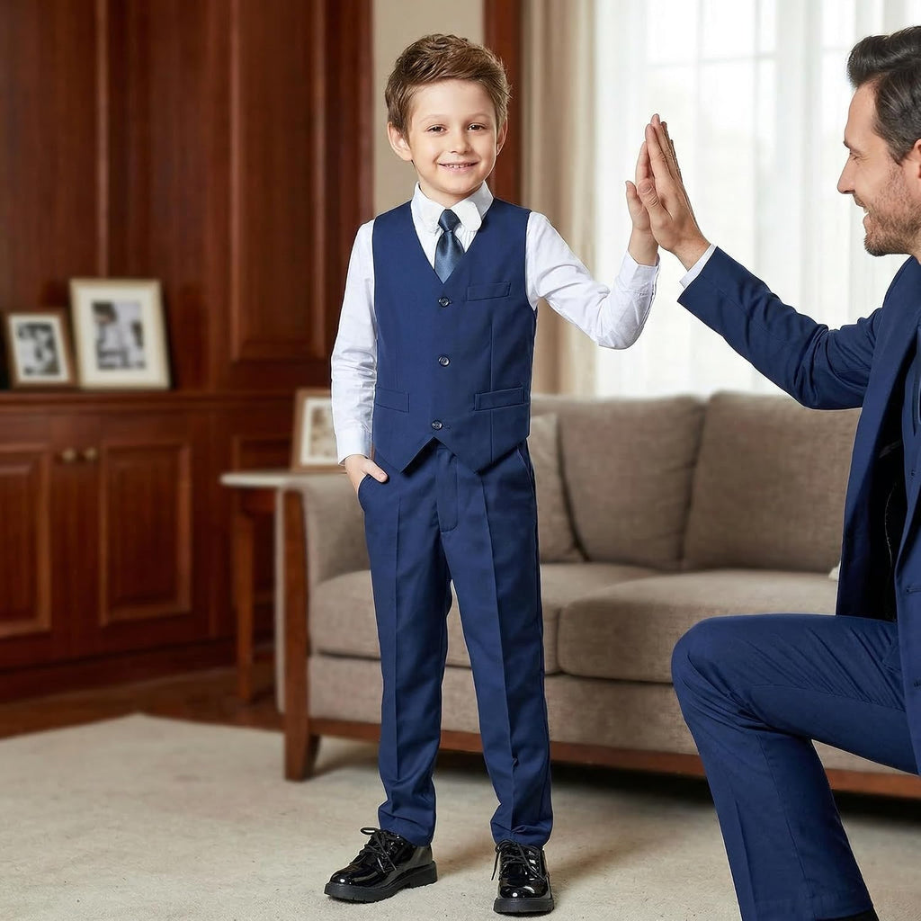 Boys 4 Pieces Suits Slim Fit Kids Vest Pants Sets Formal Dresswear for Boy