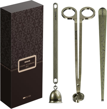 3 in 1 Candle Wick Trimmer Set, Snuffer, Dipper, Cutter, Bronze - Set of 3