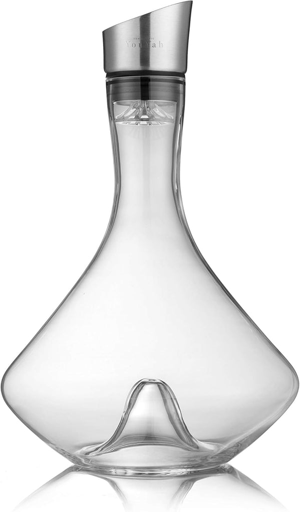 YouYah Wine Decanter Set,Red Wine Carafe with Built-in-Aerator,Wine Aerator,Wine Gifts for Christmas,Stainless Steel